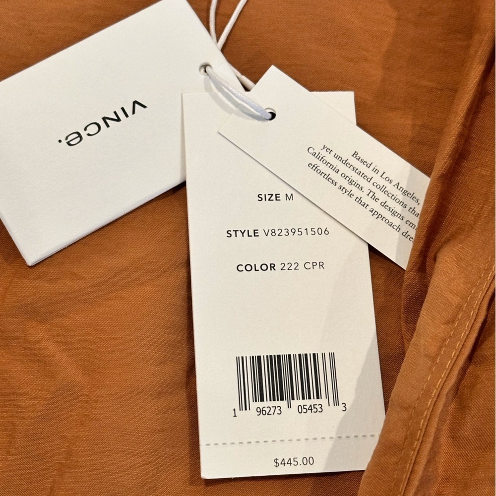 NWT! Vince Braid Trim Flutter Sleeve Wrap Dress in Copper Size Medium - Picture 4 of 11